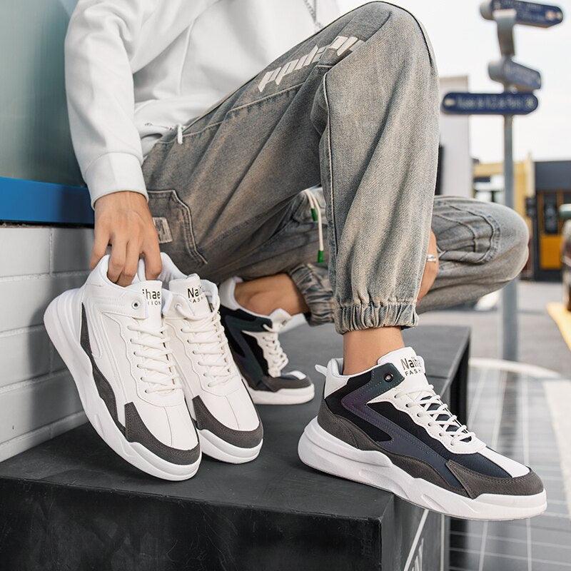 Mens Casual Shoes Leather Sneakers High Quality Comfortable Boots Outdoor Light Walking Footwear Mens Fashion Sneakers Breathable Comfort Walking Sport Mens Sneakers Stevvex