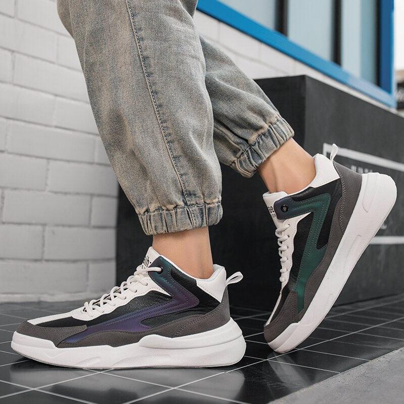 Mens Casual Shoes Leather Sneakers High Quality Comfortable Boots Outdoor Light Walking Footwear Mens Fashion Sneakers Breathable Comfort Walking Sport Mens Sneakers Stevvex