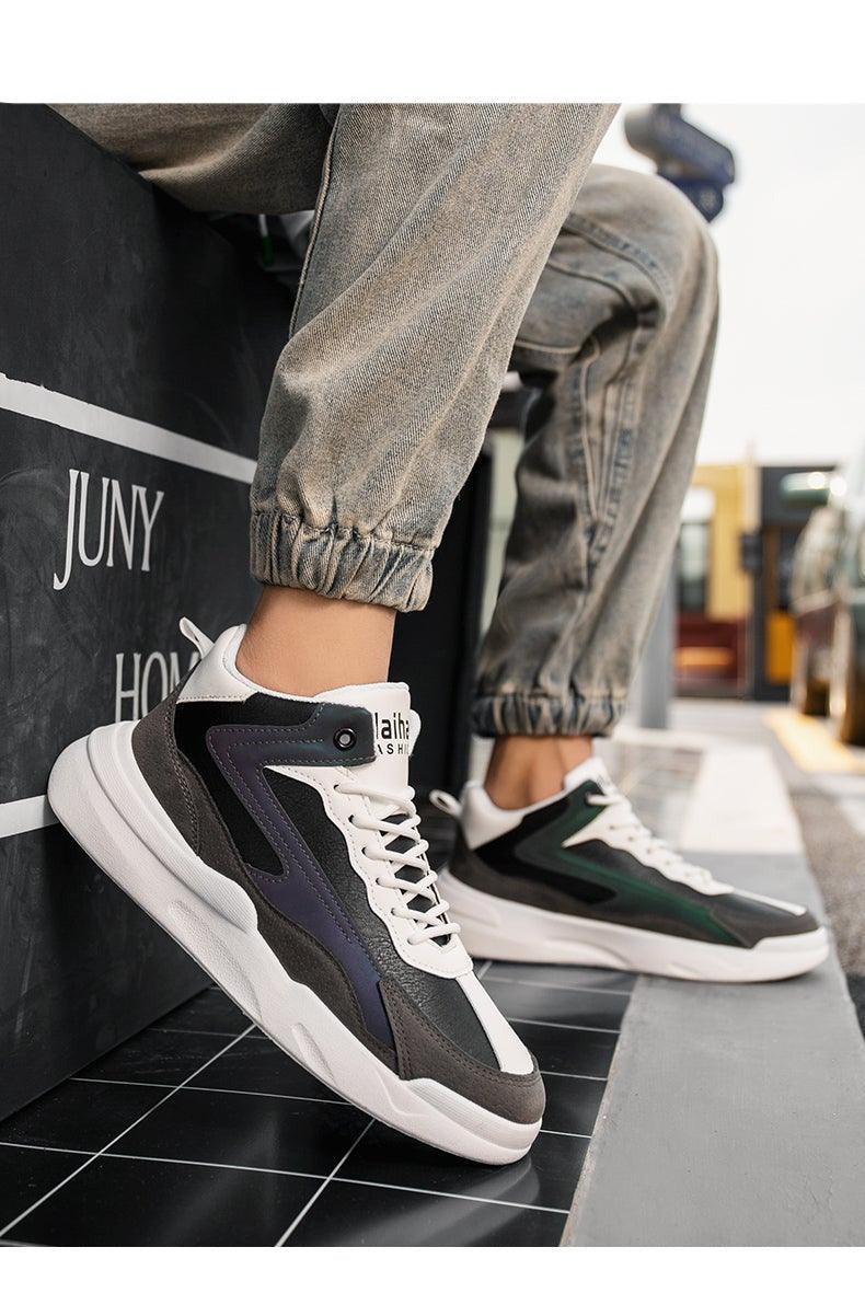 Mens Casual Shoes Leather Sneakers High Quality Comfortable Boots Outdoor Light Walking Footwear Mens Fashion Sneakers Breathable Comfort Walking Sport Mens Sneakers Stevvex