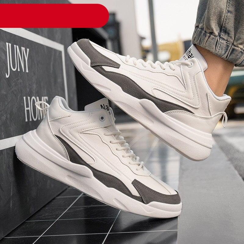 Mens Casual Shoes Leather Sneakers High Quality Comfortable Boots Outdoor Light Walking Footwear Mens Fashion Sneakers Breathable Comfort Walking Sport Mens Sneakers Stevvex