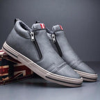 Mens Casual Winter Warm Ankle Boots Fashion Snow Boots Outdoor Footwear Black Sneakers Men's Leather Lined Warm Anti-slip Outdoor Work Shoes Stevvex