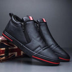 Mens Casual Winter Warm Ankle Boots Fashion Snow Boots Outdoor Footwear Black Sneakers Men's Leather Lined Warm Anti-slip Outdoor Work Shoes Stevvex