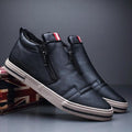 Mens Casual Winter Warm Ankle Boots Fashion Snow Boots Outdoor Footwear Black Sneakers Men's Leather Lined Warm Anti-slip Outdoor Work Shoes Stevvex