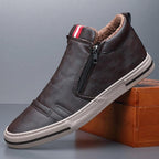 Mens Casual Winter Warm Ankle Boots Fashion Snow Boots Outdoor Footwear Black Sneakers Men's Leather Lined Warm Anti-slip Outdoor Work Shoes Stevvex