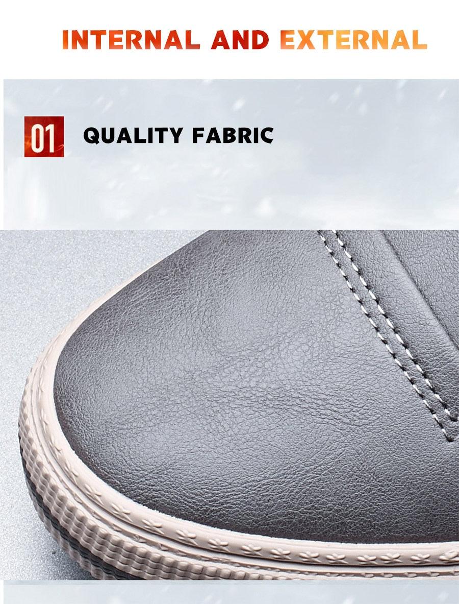 Mens Casual Winter Warm Ankle Boots Fashion Snow Boots Outdoor Footwear Black Sneakers Men's Leather Lined Warm Anti-slip Outdoor Work Shoes Stevvex