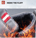 Mens Casual Winter Warm Ankle Boots Fashion Snow Boots Outdoor Footwear Black Sneakers Men's Leather Lined Warm Anti-slip Outdoor Work Shoes Stevvex