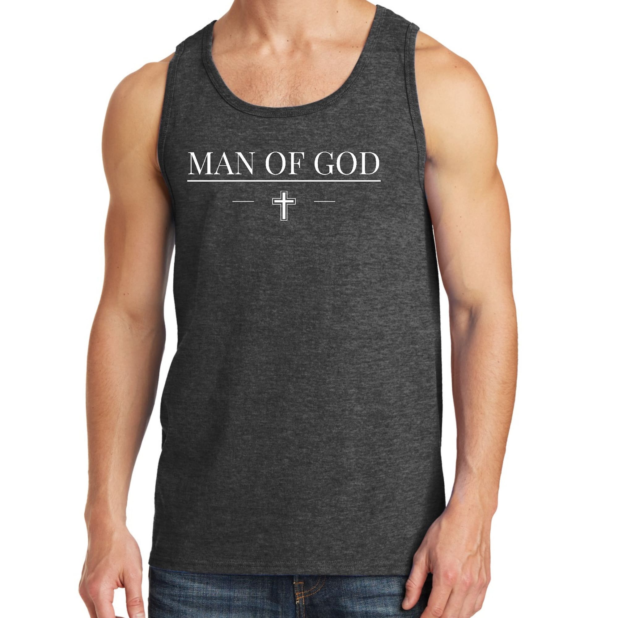 Mens Fitness Tank Top Graphic T-shirt Man of God Print THRIXINE