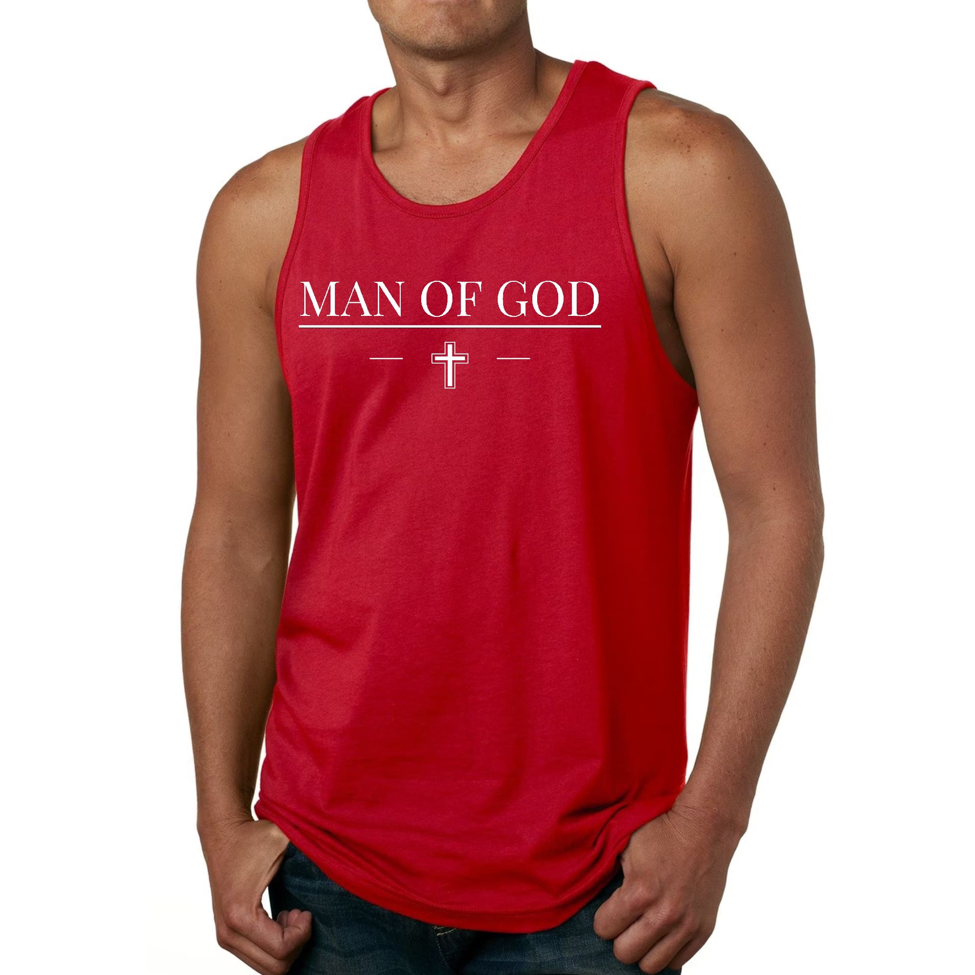 Mens Fitness Tank Top Graphic T-shirt Man of God Print THRIXINE