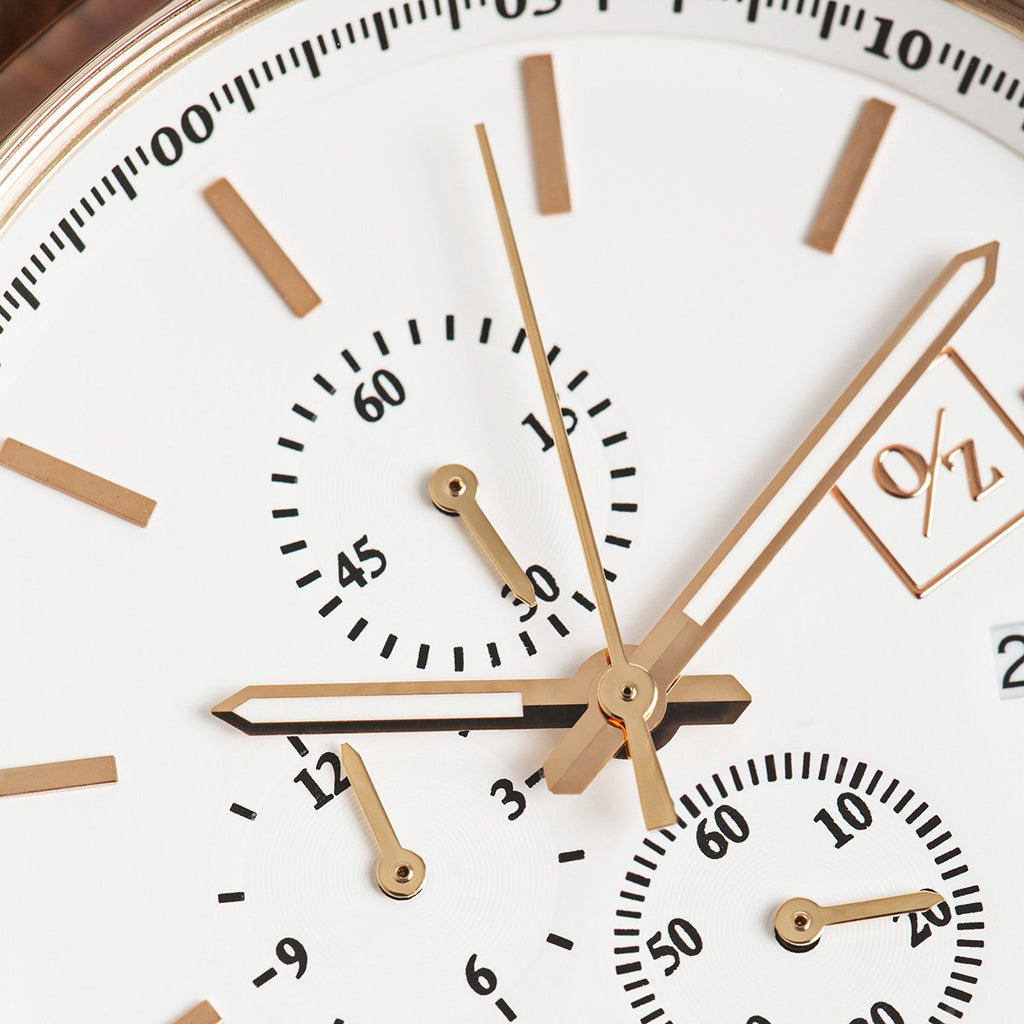 Men's Luxury Chronograph Watch Brown Leather Strap