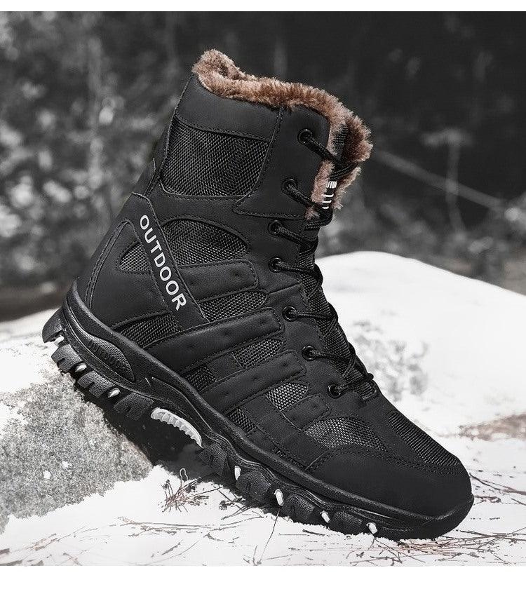 Mens Outdoor Sports Hiking Boots Wear Resisting Work Shoes Footwear Mountain Sport Mid-Cut Black Hiking Boots Outdoor Mountaineering Outdoor Winter Shoes Stevvex