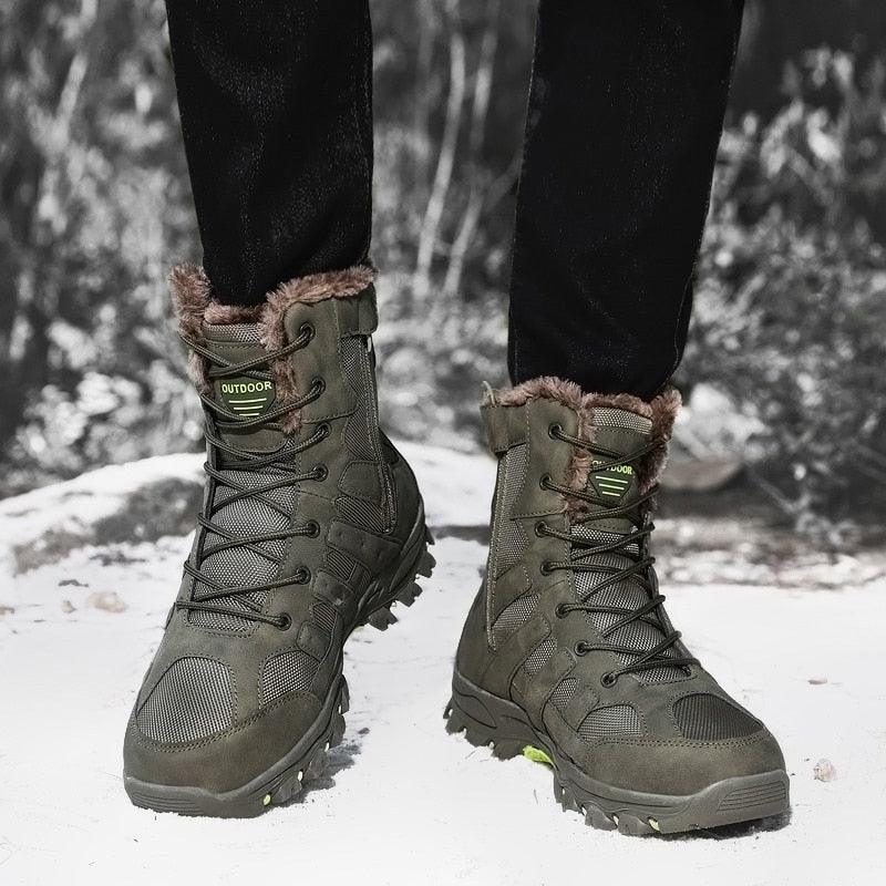 Mens Outdoor Sports Hiking Boots Wear Resisting Work Shoes Footwear Mountain Sport Mid-Cut Black Hiking Boots Outdoor Mountaineering Outdoor Winter Shoes Stevvex