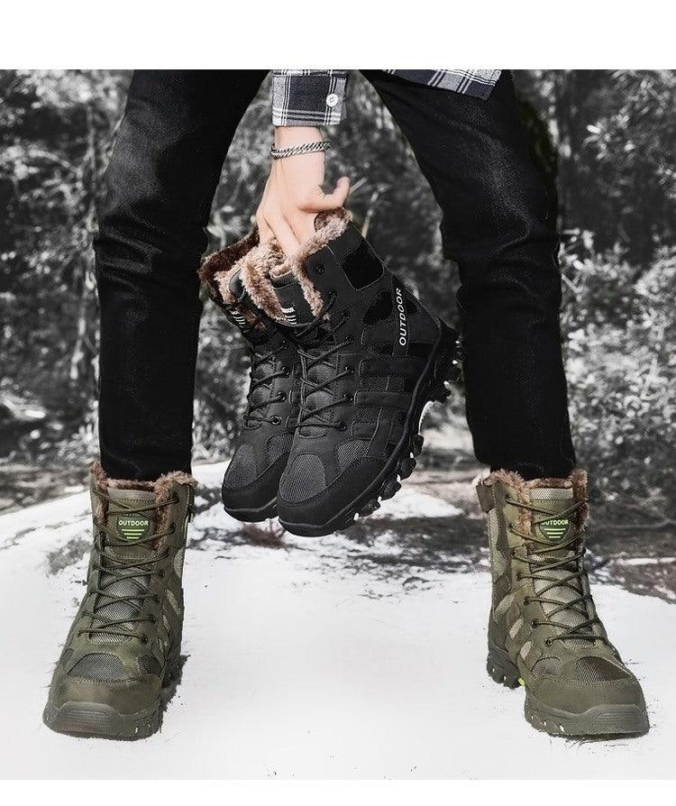 Mens Outdoor Sports Hiking Boots Wear Resisting Work Shoes Footwear Mountain Sport Mid-Cut Black Hiking Boots Outdoor Mountaineering Outdoor Winter Shoes Stevvex