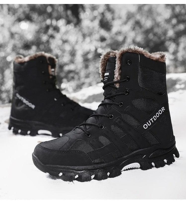 Mens Outdoor Sports Hiking Boots Wear Resisting Work Shoes Footwear Mountain Sport Mid-Cut Black Hiking Boots Outdoor Mountaineering Outdoor Winter Shoes Stevvex