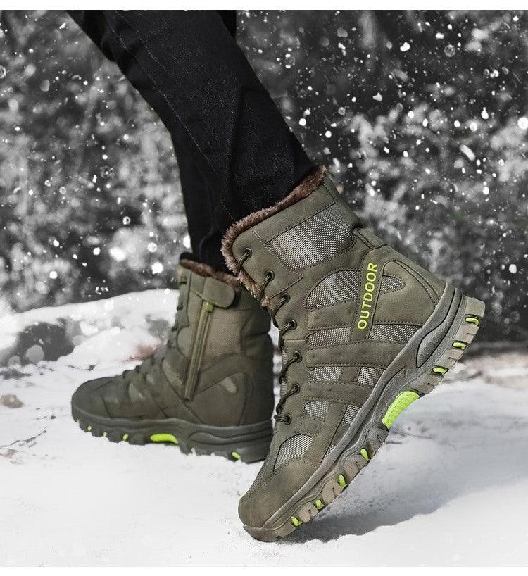Mens Outdoor Sports Hiking Boots Wear Resisting Work Shoes Footwear Mountain Sport Mid-Cut Black Hiking Boots Outdoor Mountaineering Outdoor Winter Shoes Stevvex