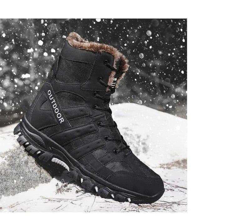 Mens Outdoor Sports Hiking Boots Wear Resisting Work Shoes Footwear Mountain Sport Mid-Cut Black Hiking Boots Outdoor Mountaineering Outdoor Winter Shoes Stevvex