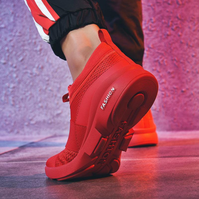 Mens Red Sneakers Flats Sport Footwear Couple Sneakers New Fashion Lovers Casual Lightweight Jogging Breathable Tennis Sport Shoes For Workout OutdoorWalking Stevvex