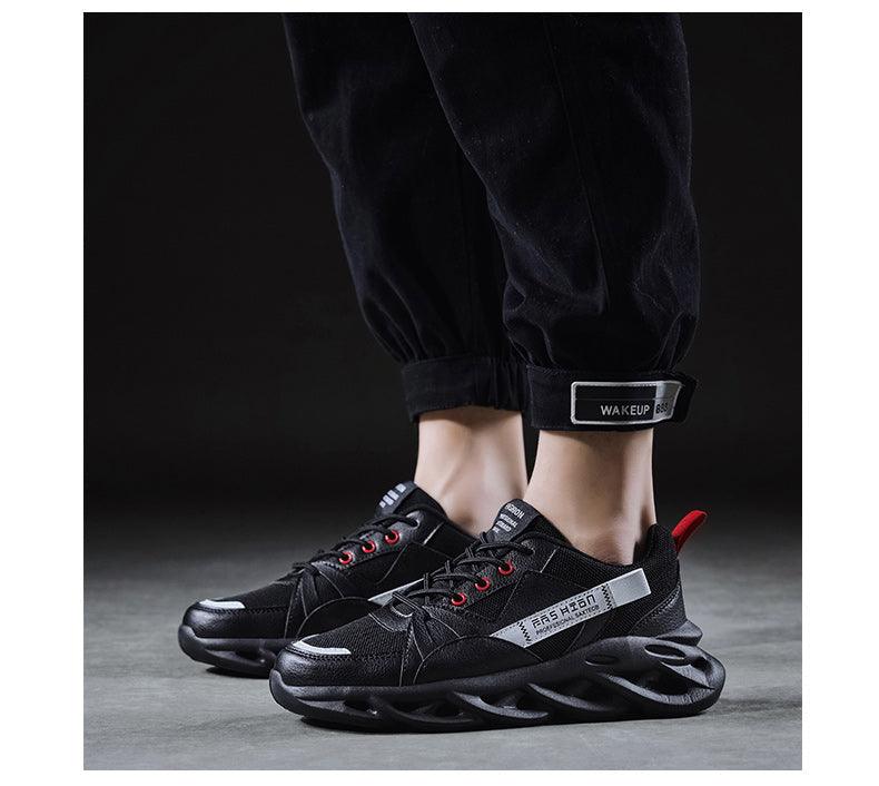 Mens Running Autumn New Leather Sneakers High Quality Outdoor Light Comfortable Sport Athletic Sneakers Lace Up Walking Breathable Ultra Lightweight Sport Casual Sneakers Stevvex