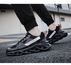 Mens Running Autumn New Leather Sneakers High Quality Outdoor Light Comfortable Sport Athletic Sneakers Lace Up Walking Breathable Ultra Lightweight Sport Casual Sneakers Stevvex