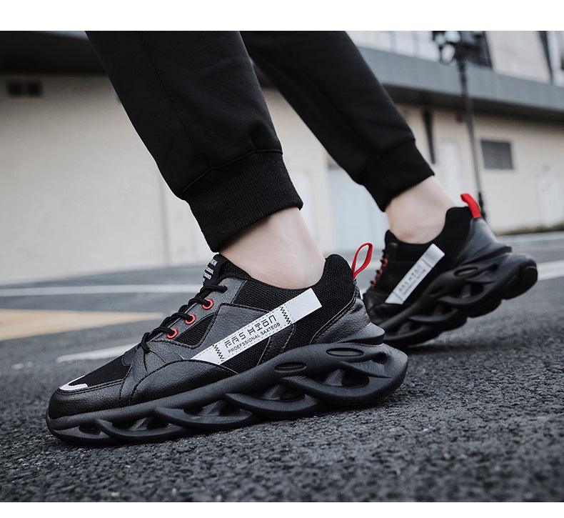 Mens Running Autumn New Leather Sneakers High Quality Outdoor Light Comfortable Sport Athletic Sneakers Lace Up Walking Breathable Ultra Lightweight Sport Casual Sneakers Stevvex