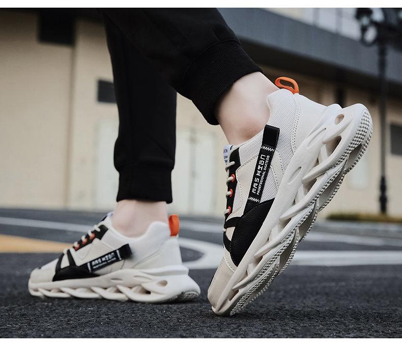 Mens Running Autumn New Leather Sneakers High Quality Outdoor Light Comfortable Sport Athletic Sneakers Lace Up Walking Breathable Ultra Lightweight Sport Casual Sneakers Stevvex