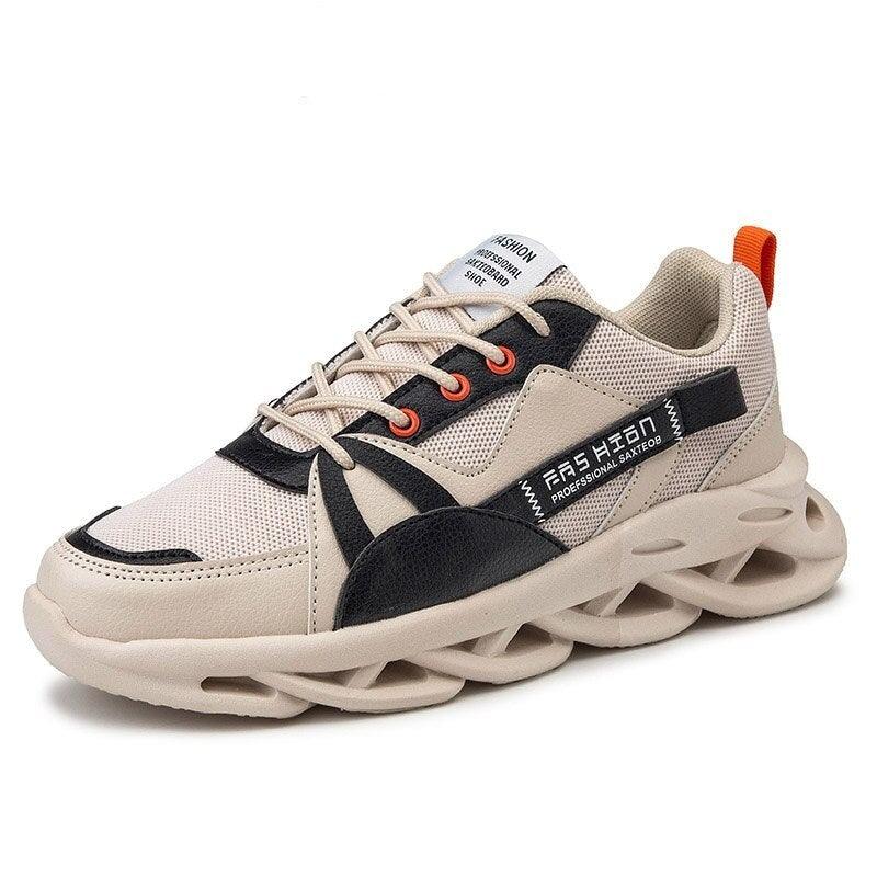 Mens Running Autumn New Leather Sneakers High Quality Outdoor Light Comfortable Sport Athletic Sneakers Lace Up Walking Breathable Ultra Lightweight Sport Casual Sneakers Stevvex