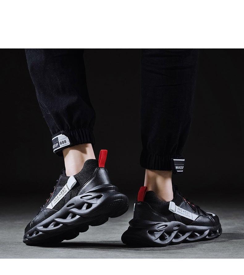 Mens Running Autumn New Leather Sneakers High Quality Outdoor Light Comfortable Sport Athletic Sneakers Lace Up Walking Breathable Ultra Lightweight Sport Casual Sneakers Stevvex
