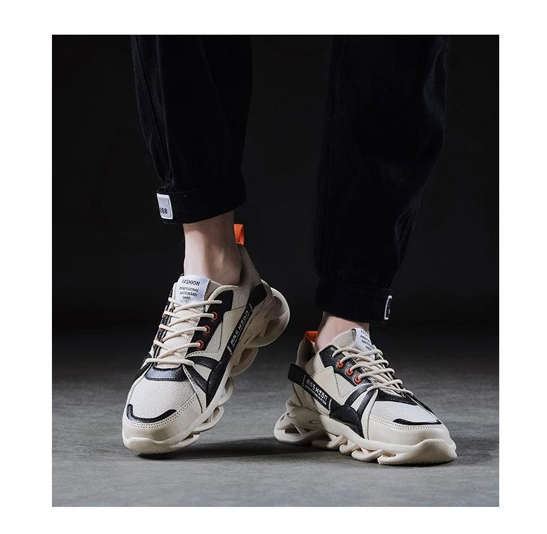 Mens Running Autumn New Leather Sneakers High Quality Outdoor Light Comfortable Sport Athletic Sneakers Lace Up Walking Breathable Ultra Lightweight Sport Casual Sneakers Stevvex