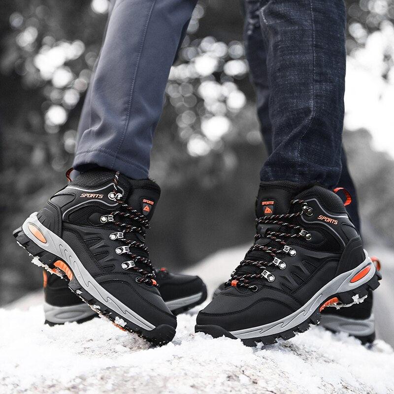 Mens Winter Snow Boots Waterproof Leather Super Warm Men's Boots Outdoor Hiking Boots Ankle Snow Hiking Boots Warm Water Resistant Non Slip Soft Lined Design Stevvex