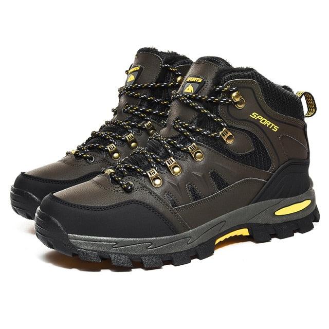 Mens Winter Snow Boots Waterproof Leather Super Warm Men's Boots Outdoor Hiking Boots Ankle Snow Hiking Boots Warm Water Resistant Non Slip Soft Lined Design Stevvex