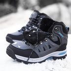 Mens Winter Snow Boots Waterproof Leather Super Warm Men's Boots Outdoor Hiking Boots Ankle Snow Hiking Boots Warm Water Resistant Non Slip Soft Lined Design Stevvex