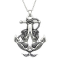 Mermaid Anchor Necklace Silver Pendant With Crystal