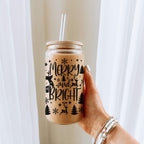 Merry And Bright 17oz Holiday Mug With Reindeer Snowflake Tree Black Lettering BandsCo Straps