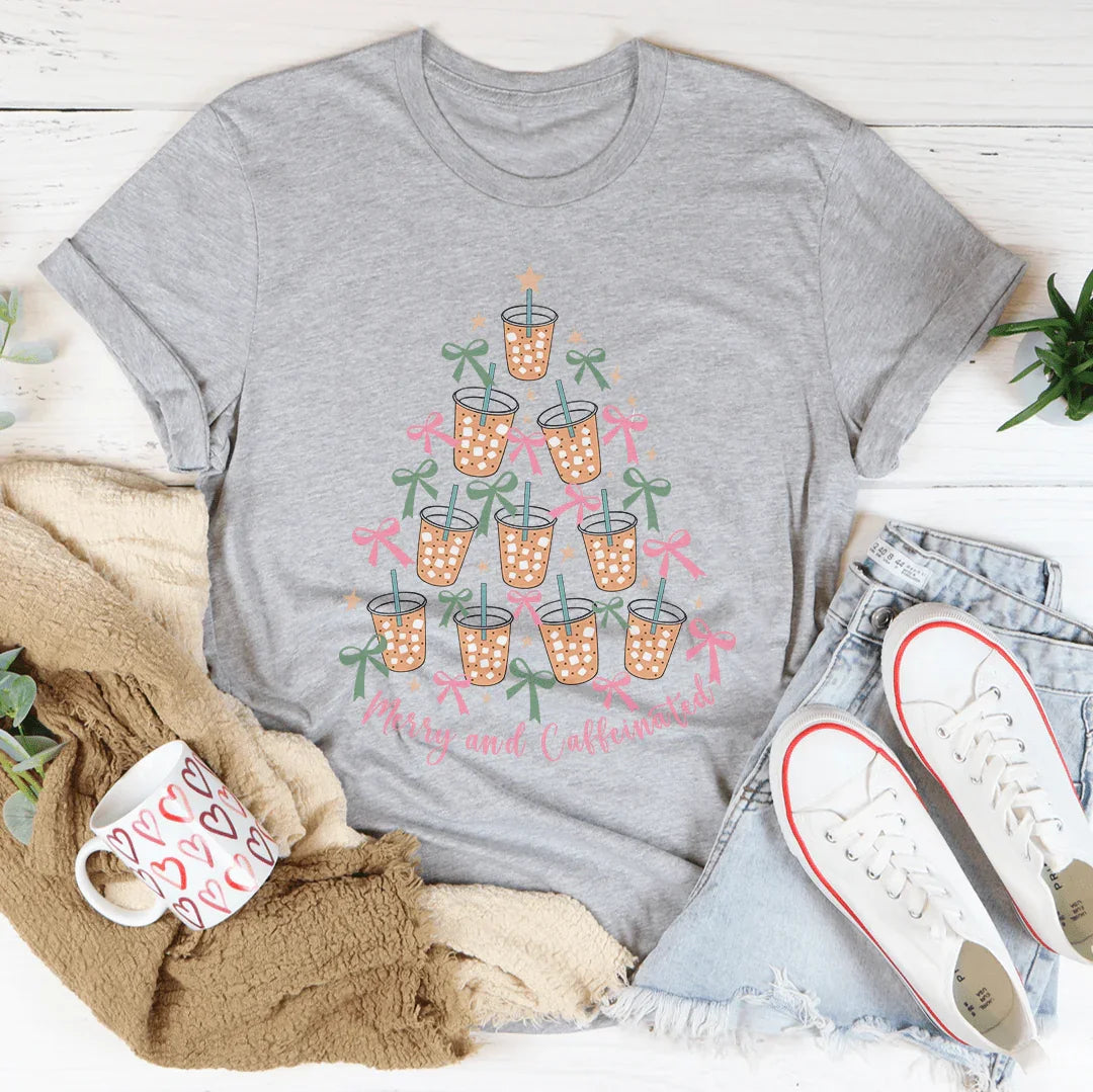 Merry And Coffeinated Tee Peachy Sunday