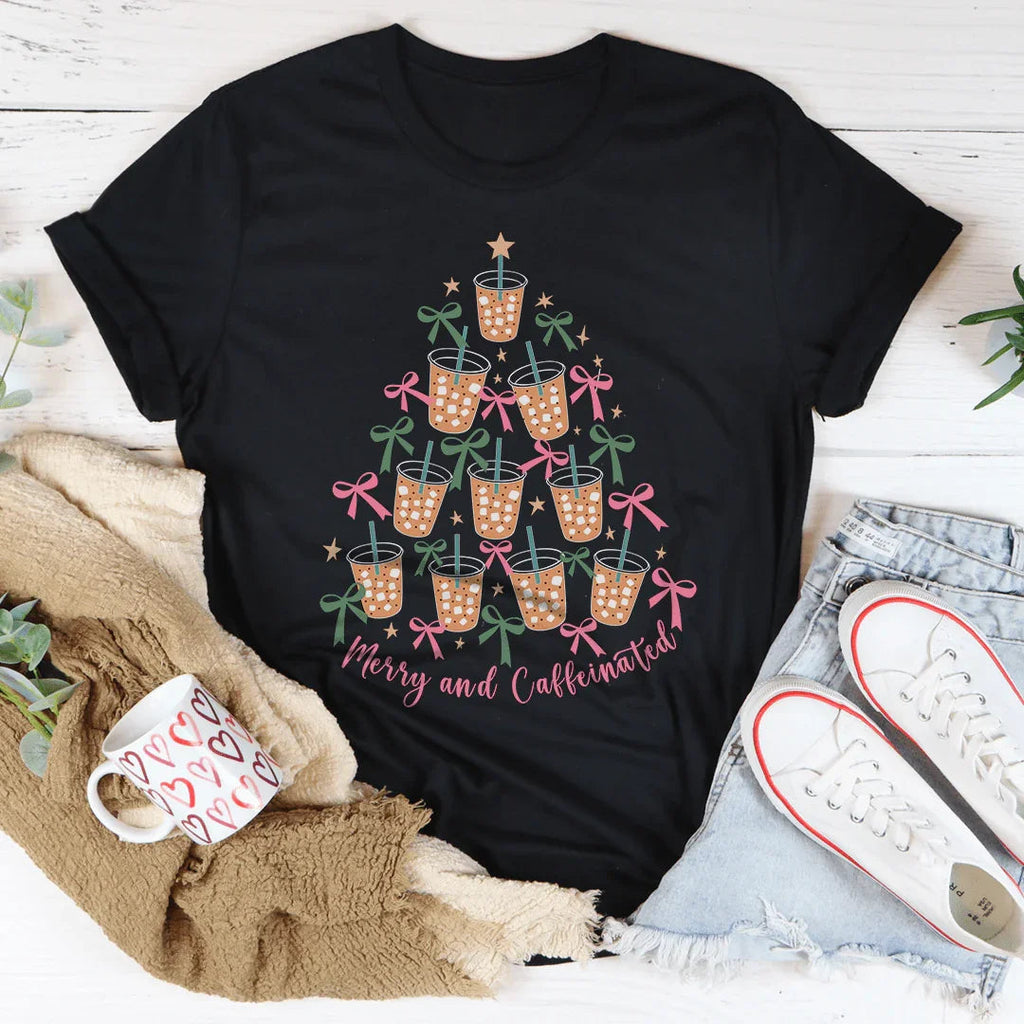 Merry And Coffeinated Tee Peachy Sunday