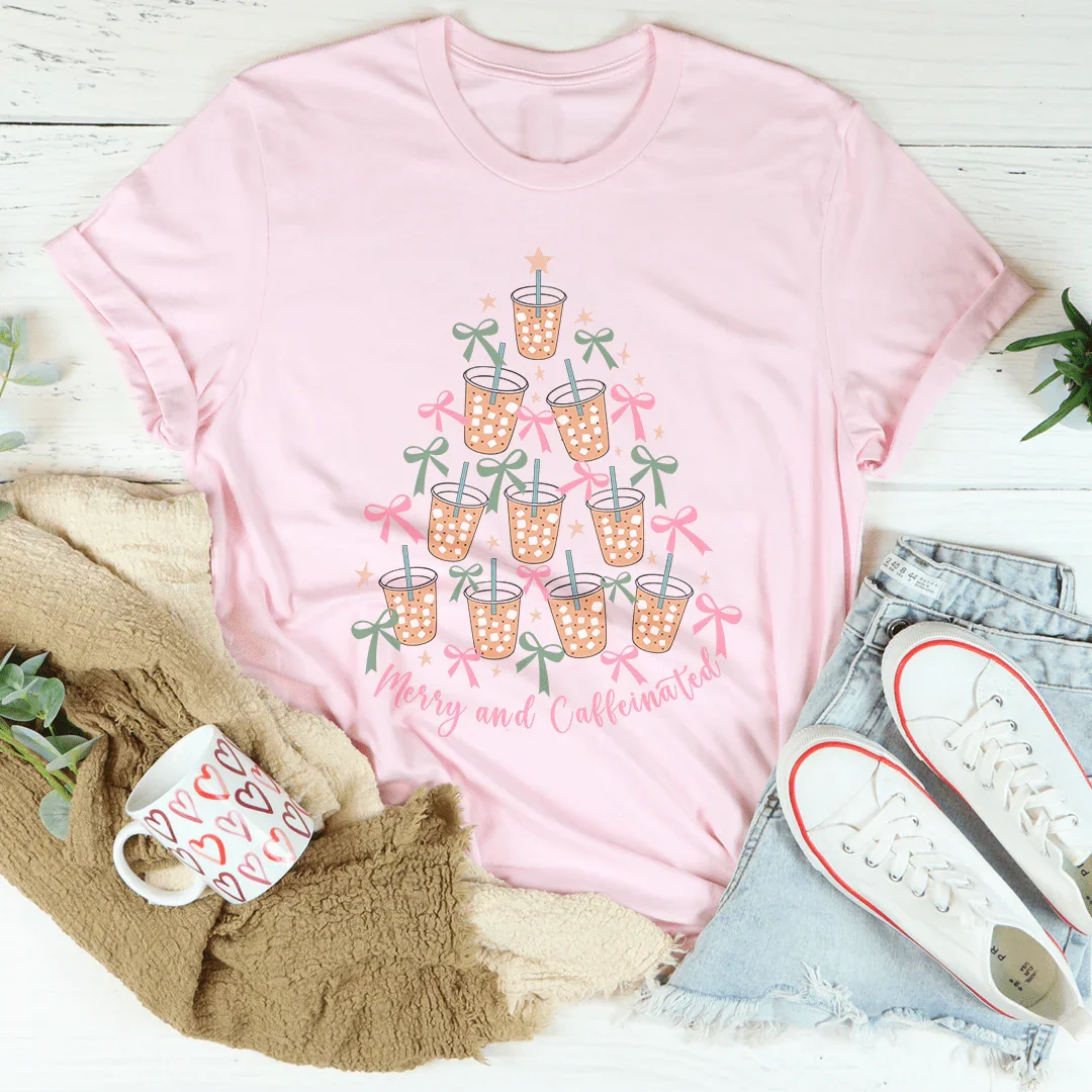 Merry And Coffeinated Tee Peachy Sunday
