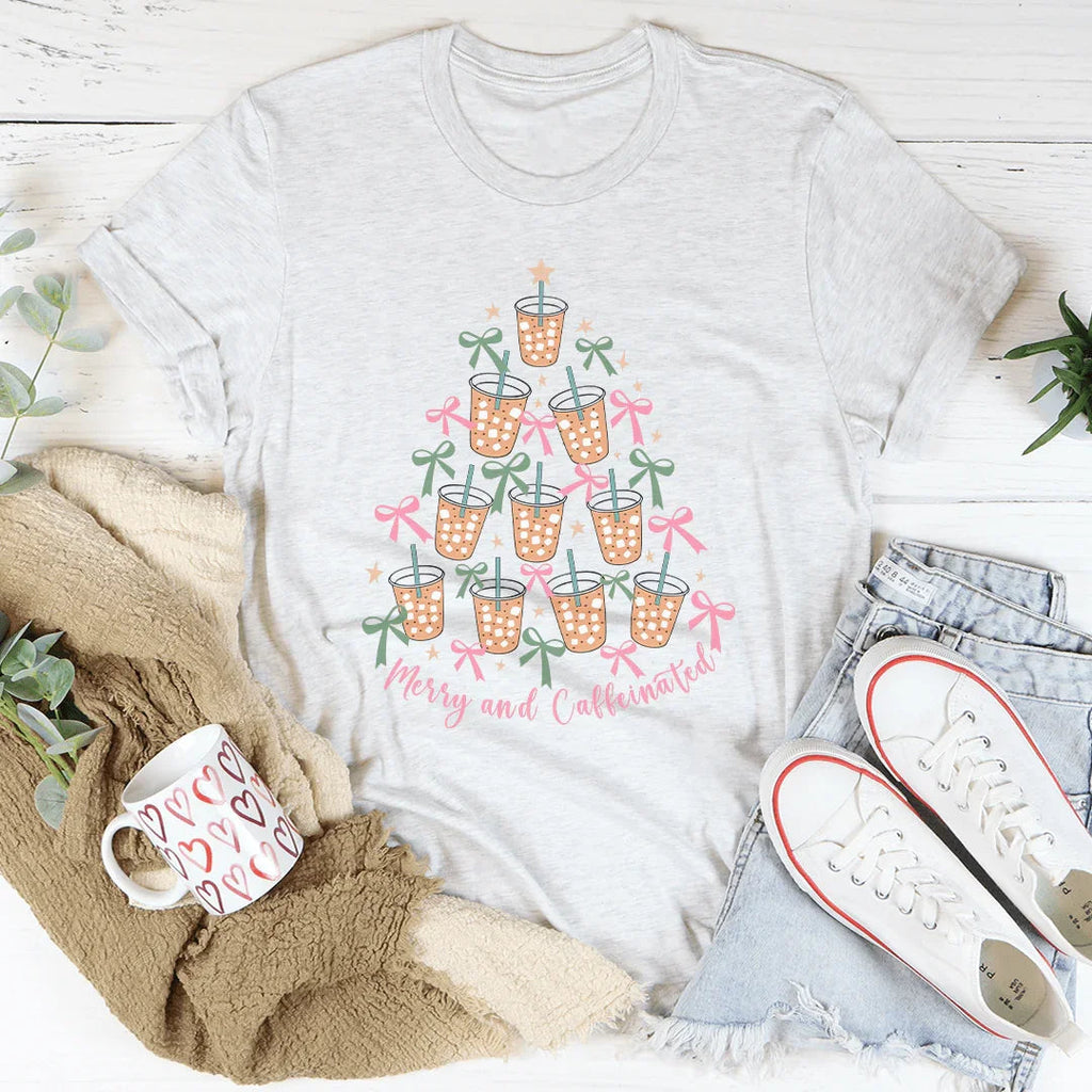 Merry And Coffeinated Tee Peachy Sunday