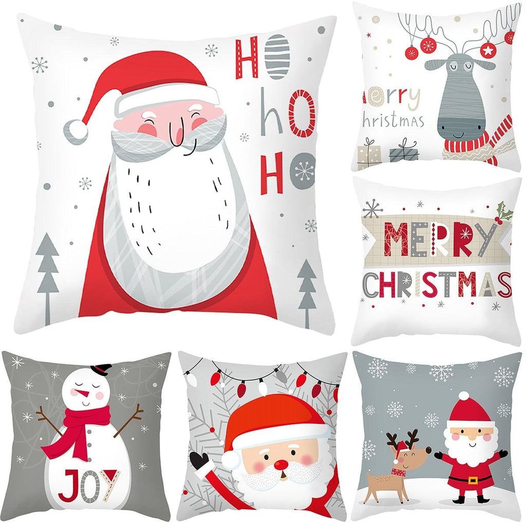 Merry Christmas Decoration Xmas Gift New Year For Home Reindeer Santa Claus Xmas Series Cushion Cover Case Pillow Custom Zippered Square Pillowcase Tree Cushion Cover Christmas Ornament Stevvex