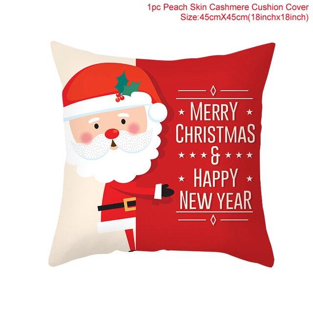 Merry Christmas Decoration Xmas Gift New Year For Home Reindeer Santa Claus Xmas Series Cushion Cover Case Pillow Custom Zippered Square Pillowcase Tree Cushion Cover Christmas Ornament Stevvex