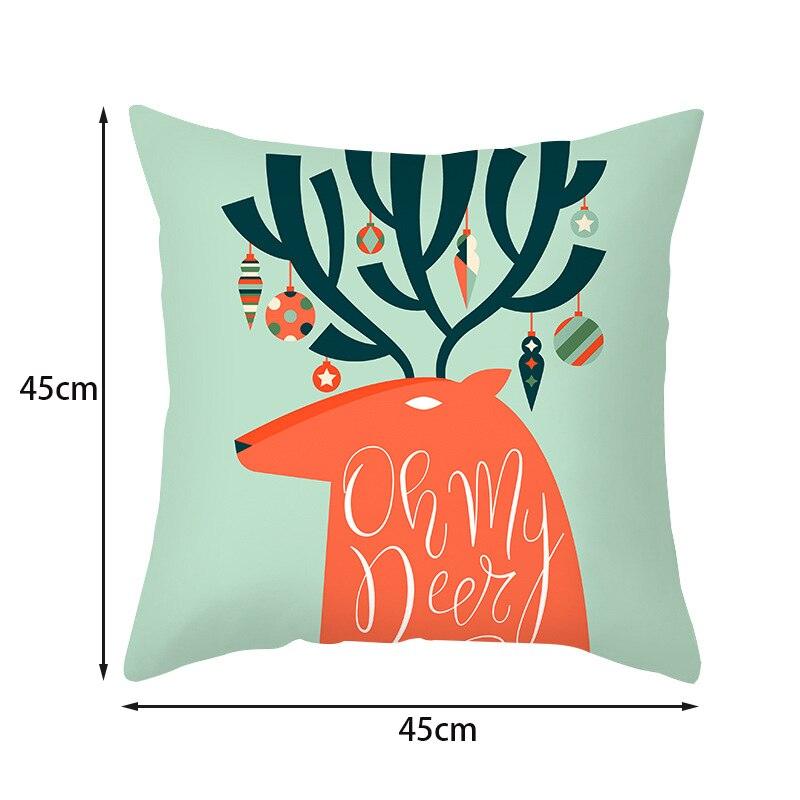 Merry Christmas Decoration Xmas Gift New Year For Home Reindeer Santa Claus Xmas Series Cushion Cover Case Pillow Custom Zippered Square Pillowcase Tree Cushion Cover Christmas Ornament Stevvex