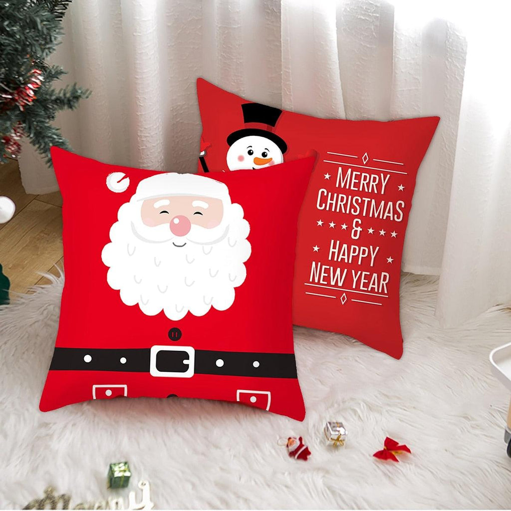 Merry Christmas Decoration Xmas Gift New Year For Home Reindeer Santa Claus Xmas Series Cushion Cover Case Pillow Custom Zippered Square Pillowcase Tree Cushion Cover Christmas Ornament Stevvex