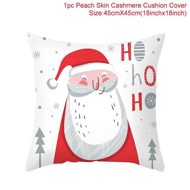 Merry Christmas Decoration Xmas Gift New Year For Home Reindeer Santa Claus Xmas Series Cushion Cover Case Pillow Custom Zippered Square Pillowcase Tree Cushion Cover Christmas Ornament Stevvex
