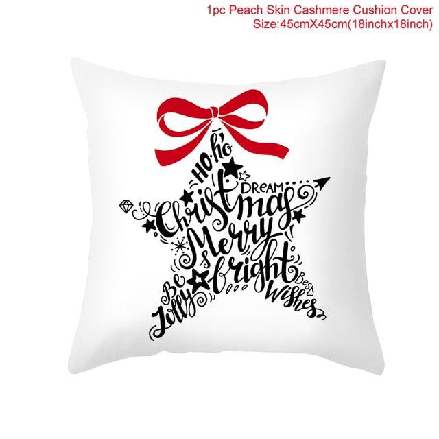 Merry Christmas Decoration Xmas Gift New Year For Home Reindeer Santa Claus Xmas Series Cushion Cover Case Pillow Custom Zippered Square Pillowcase Tree Cushion Cover Christmas Ornament Stevvex