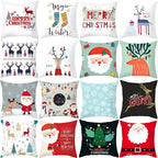 Merry Christmas Decoration Xmas Gift New Year For Home Reindeer Santa Claus Xmas Series Cushion Cover Case Pillow Custom Zippered Square Pillowcase Tree Cushion Cover Christmas Ornament Stevvex