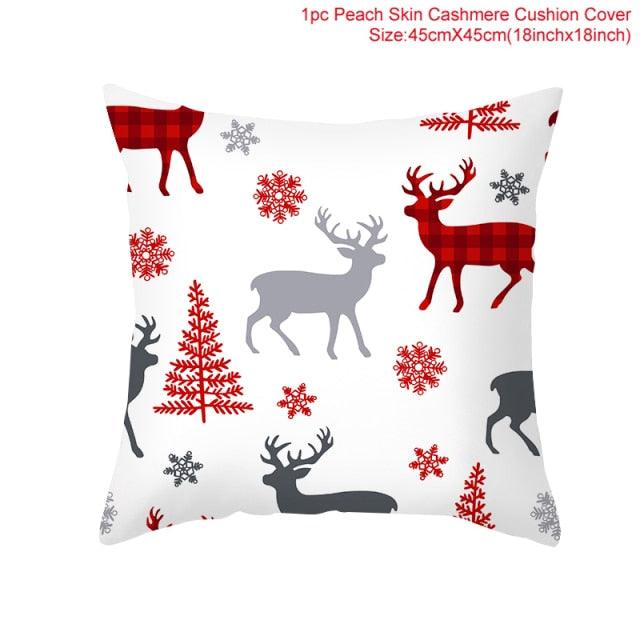 Merry Christmas Decoration Xmas Gift New Year For Home Reindeer Santa Claus Xmas Series Cushion Cover Case Pillow Custom Zippered Square Pillowcase Tree Cushion Cover Christmas Ornament Stevvex