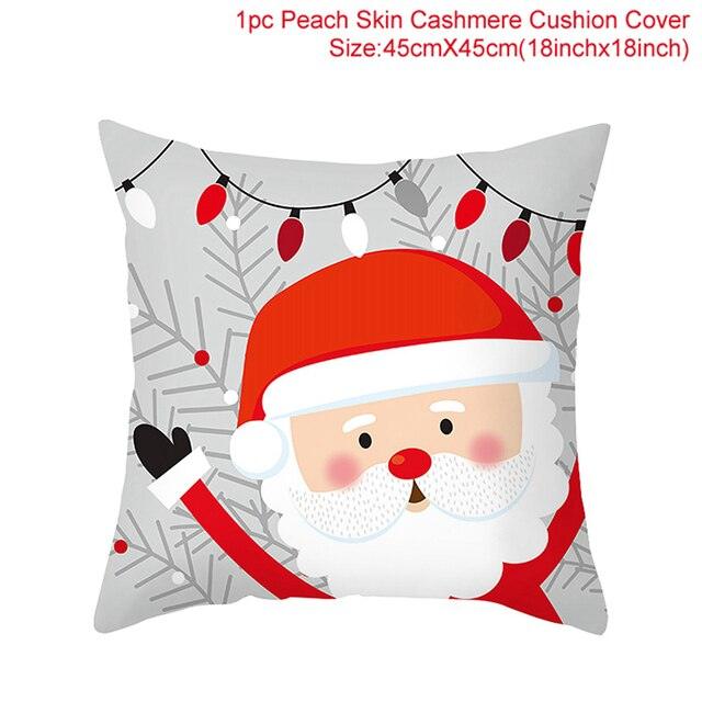 Merry Christmas Decoration Xmas Gift New Year For Home Reindeer Santa Claus Xmas Series Cushion Cover Case Pillow Custom Zippered Square Pillowcase Tree Cushion Cover Christmas Ornament Stevvex