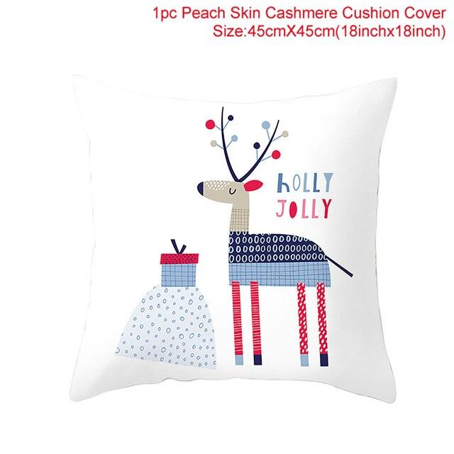 Merry Christmas Decoration Xmas Gift New Year For Home Reindeer Santa Claus Xmas Series Cushion Cover Case Pillow Custom Zippered Square Pillowcase Tree Cushion Cover Christmas Ornament Stevvex