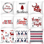Merry Christmas Decoration Xmas Gift New Year For Home Reindeer Santa Claus Xmas Series Cushion Cover Case Pillow Custom Zippered Square Pillowcase Tree Cushion Cover Christmas Ornament Stevvex