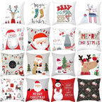 Merry Christmas Decoration Xmas Gift New Year For Home Reindeer Santa Claus Xmas Series Cushion Cover Case Pillow Custom Zippered Square Pillowcase Tree Cushion Cover Christmas Ornament Stevvex
