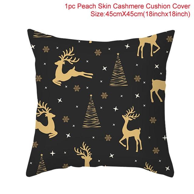 Merry Christmas Decoration Xmas Gift New Year For Home Reindeer Santa Claus Xmas Series Cushion Cover Case Pillow Custom Zippered Square Pillowcase Tree Cushion Cover Christmas Ornament Stevvex