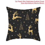 Merry Christmas Decoration Xmas Gift New Year For Home Reindeer Santa Claus Xmas Series Cushion Cover Case Pillow Custom Zippered Square Pillowcase Tree Cushion Cover Christmas Ornament Stevvex